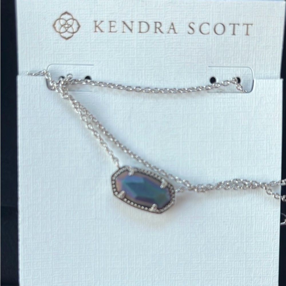 Kendra Scott Silver matte Iridescent Elisa necklace